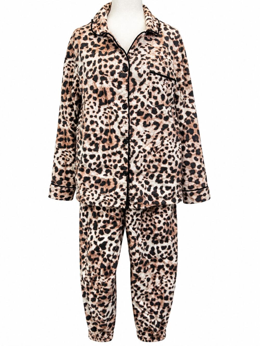 BedHead Pajamas XL Leopard Print Organic Cotton PJ Set Button Front Animal Print